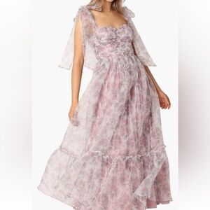 Petal & Pup Floret Bow Strap Midi Sundress in Pink/purple